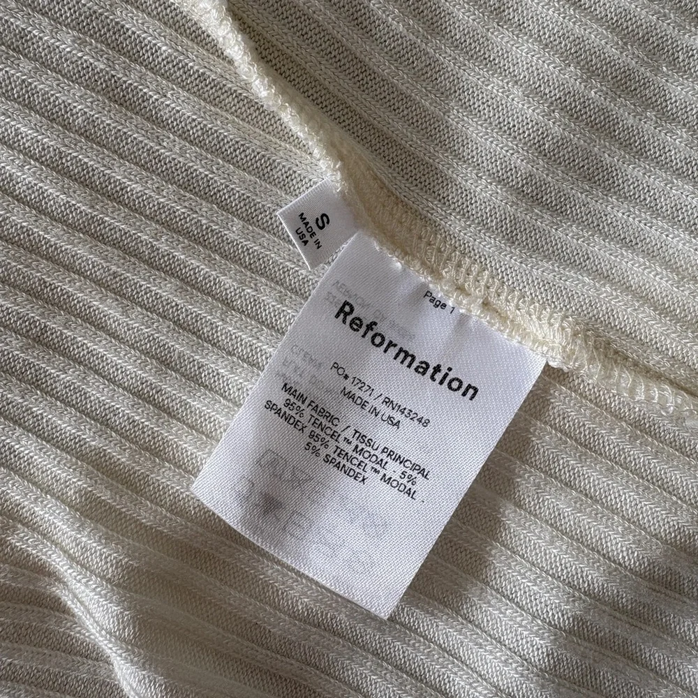 Reformation Cream Ribbed Wrap Blouse - Picture 3 of 5